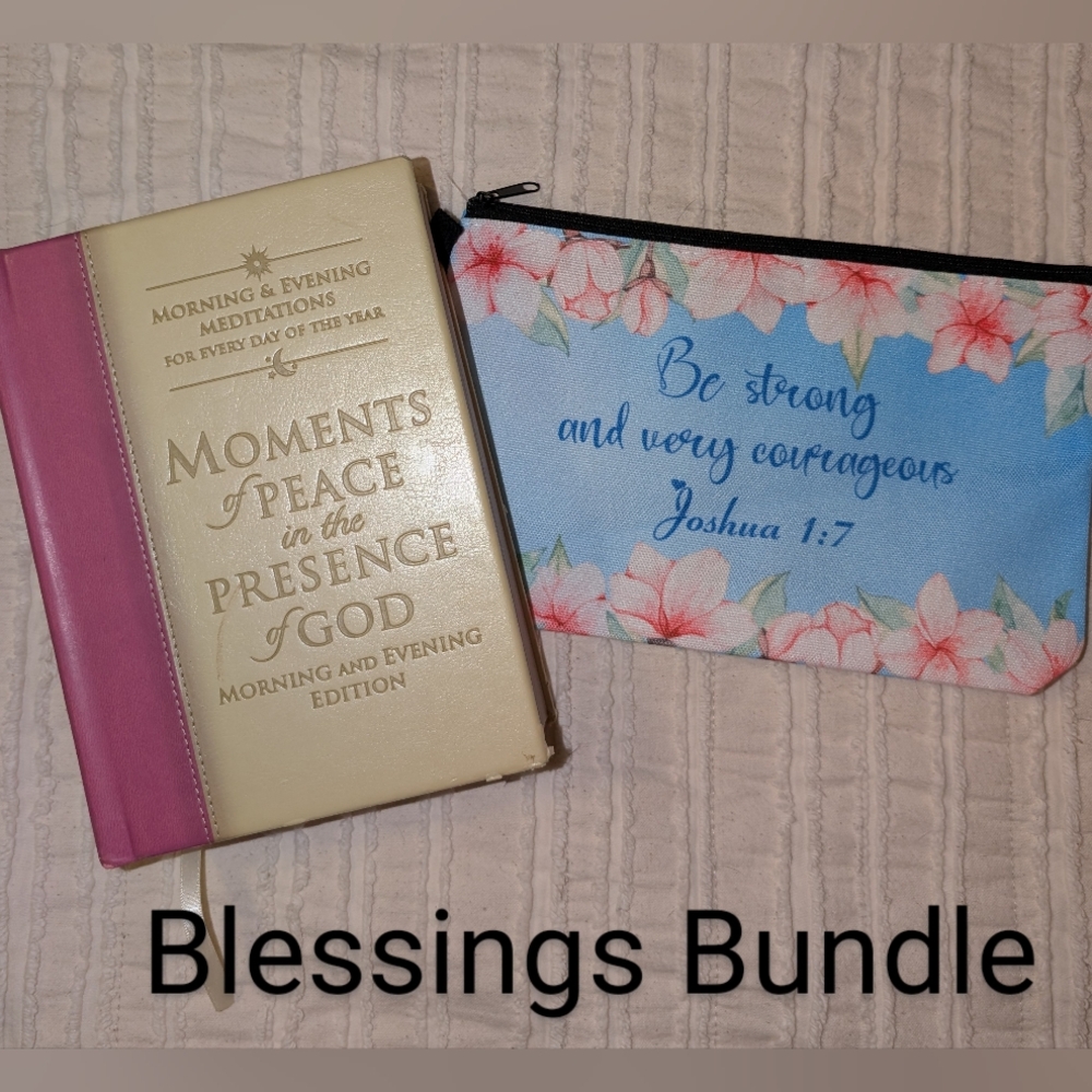 🆕 Blessings Bundle! 2 Items. Book:Moments of Peace in the Presence of God & Bag
